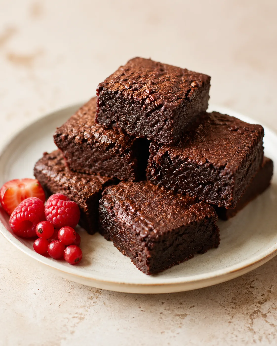Brownie de chocolate zero açúcar com frutas vermelhas